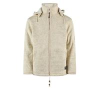 THC Natural Line Schafwollstrickjacke Naturweiß 623 - Warme Wolljacke in Ripp-Optik mit Fleece-Futter - Windabweisende Strickjacke - Kapuze abnehmbar, Gr. L