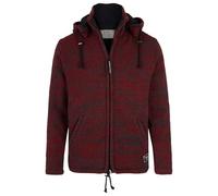 THC Natural Line Schafwollstrickjacke Rot 855 - Warme Strickjacke mit Baumwoll-Fleece & abnehmbarer Kapuze - Natur-Wolljacke Outdoor - Rot Mix, Gr. M