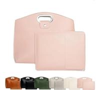 The 2-Piece Set: Sophisticated Business Waterproof Leather Laptop & Tote Set, 14-16 Inch Retro Laptop Bag for Women (Pink)