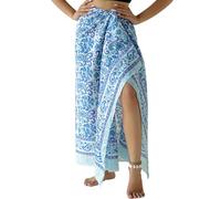THE ART BOX 100% Baumwolle Sarong Coverup für Frauen Indischer Handblockdruck Badeanzug Pareo Wickelrock Strand Bikini Cover Up Lang (185 x 110 cm)
