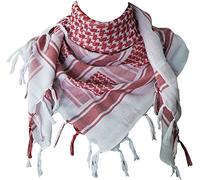 THE ART BOX Men Shemagh Wickeln Baumwolle Scarf Weiß Rot - 110x110cm Unisex Halstuch Palästinenser Tuch Military Kufiya Scarf