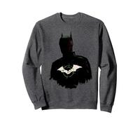 The Batman Silhouette with Riddler Logo Sweatshirt, Unisex für Erwachsene, Anthrazit Meliert, L