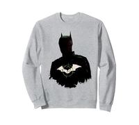 The Batman Silhouette with Riddler Logo Sweatshirt, Unisex für Erwachsene, Grau Meliert, XXL