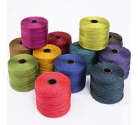 The Beadsmith S-Lon Perlenschnur, 0,5 mm gedrehte Nylonschnur zum Auffädeln, 12 Stück, Sättigungsmischung, TEX210, 70 Meter pro Spule