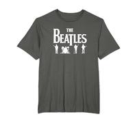 The Beatles Damen T-Shirt Schwarz Kurzarm Klein Regular Beatles-Design Let It Be Light Silhouetten T-Shirt