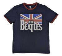 The Beatles Drop T Logo & Vintage Flag Ringer T Shirt XL