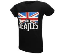 The Beatles Flag Logo Vintage Print T-Shirt - Offizielles Merchandise S Schwarz