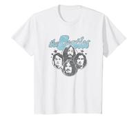 The Beatles - Groovy Blue Logo mit Gesichtern der Bandmitglieder T-Shirt, Kinder, Weiß, 152