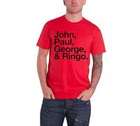 The Beatles Herren T-Shirt John Paul George und Ringo, kurzärmelig Gr. L, rot