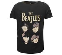 The Beatles John Paul George Ringo Faces T-Shirt - offizielles Merchandise L Schwarz
