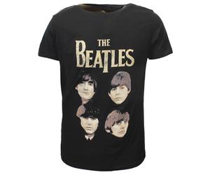 The Beatles John Paul George Ringo Faces T-Shirt - offizielles Merchandise M Schwarz