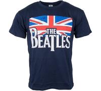 The Beatles - T-Shirt Drop T Logo & Vintage Flag - blau M