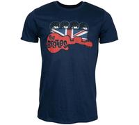 The Beatles - T-Shirt Guitar & Flag - blau L