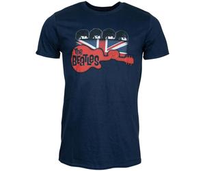 The Beatles - T-Shirt Guitar & Flag - blau L