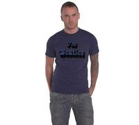 The Beatles T Shirt Text Band Logo Shadow Nue offiziell Unisex Blau XL