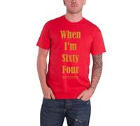 The Beatles T Shirt When Im Sixty Four Text Band Logo Nue offiziell Herren Rot XL