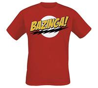The Big Bang Theory - Bazinga! Super Logo heren unisex T-shirt rood - Merchandise televisie