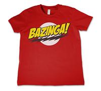 The Big Bang Theory Offizielles Lizenzprodukt Bazinga Super Logo Kinder T-Shirt (Rot), 12 Years