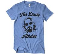 The Big Lebowski Offizielles Lizenzprodukt The Dude Abides Herren-T-Shirt (Blau-Heather), X-Large