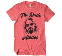 The Big Lebowski Offizielles Lizenzprodukt The Dude Abides Herren-T-Shirt (Rot-Heather), Large