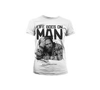 The Big Lebowski T Shirt Life Goes On Man Nue offiziell damen Skinny Fit Weiß