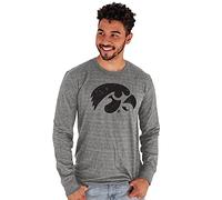 The Blue Brand Herren Tri-Blend Langarm T-Shirt Vintage Icon Heather Grey, Herren, T-Shirt, Tri-Blend Long Sleeve T-Shirt Vintage Icon Heather Grey, Iowa Hawkeyes Heather Grey, X-Large
