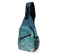 The Blue Sea Umhängetasche, lässige Brusttasche, leichte Bauchtasche, mit verstellbarem Schultergurt, für Reisen, Sport, Laufen, Wandern, blaues Meer, 20,3 x 10,2 x 38,1 cm, The Blue Sea, 8 × 4 × 15