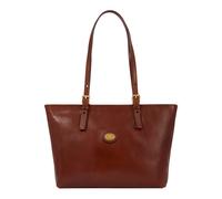 The Bridge Leder Shopper Damen mit Reißverschluss marrone