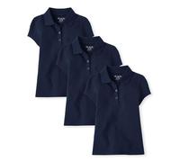 The Children's Place Kurzärmeliges Piqué-Poloshirt für Mädchen, Multipack, Marineblau, 3er-Pack, M