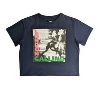 The Clash Crop Top T Shirt London Calling Band Logo Nue offiziell Damen Navy M
