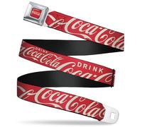 The Coca-Cola Company Gürtel Sicherheitsgurt Schnalle Gürtel Drink Coca Cola Typograpy Logo verstreut rot weiß verstellbar, Rot/Ausflug, einfarbig (Getaway Solids), 1.5" Wide - Fits Pant Size 24-38