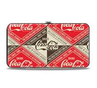 The Coca-Cola Company Wallet Hinged Drink Coca Cola Delicious Refreshing Diamond Block Red Brown Vegan Leather