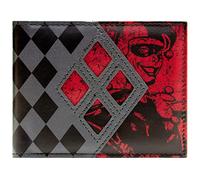 The Dark Knight Joker Harley Quinn Diamanten Geldbörse/Geldbeutel Bi-Fold mit Ausweis- & Kartenhalter, Grau