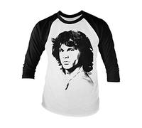 The Doors Herren T-Shirt Jim Morrison Porträt, langärmelig, Weiß - Weiß - Klein
