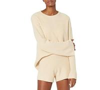 The Drop Alice Rippstrickpullover für Damen, Rundhalsausschnitt, Schlitz hinten, Creme Brûlée, M