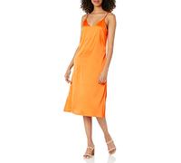 The Drop Ana Silky Midi-Slip-Kleid mit V-Ausschnitt Freizeitkleid, Feuerorange, X-Large