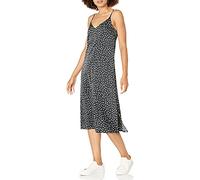 The Drop Damen Ana Silky Midi-Slip-Kleid mit V-Ausschnitt, Schwarz/Weiß gepunktet, 5XL Große Größen