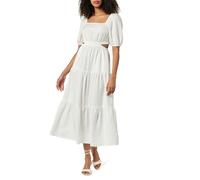 The Drop Damen Anaya Gestuftes Maxikleid mit eckigem Ausschnitt und Cut-Out-Detail, Weiß, Größe XL