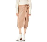 The Drop Damen Manon Midirock aus Kunstleder, Wickel-Design vorn, Camel, XXS