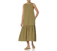 The Drop Damen Maxikleid Ilana, Ärmellos, Lockerer Schnitt, Weiter Saum, Popeline, Capers Olive, M