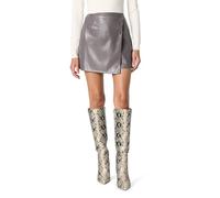 The Drop Damen Portia Mini-Wickelrock aus Veganem Leder Minirock