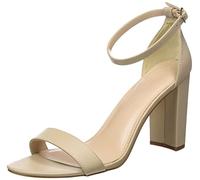 The Drop Damen Rebecca Riemensandalen mit Hohem Blockabsatz Heeled Sandal, Beige, 39 EU
