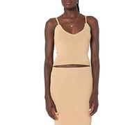 The Drop Damen Roni ärmelloses Crop-Stricktop mit V-Ausschnitt, Curds & Whey, M