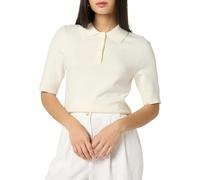 The Drop Gero Short Sleeve Splitneck Polo Sweater Tee Pullover, Elfenbein, XXS