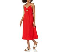 The Drop Maci Strappy V-Neck Cut-Out Smocked Back Midi Dress Kleider, Feuerrot, Medium