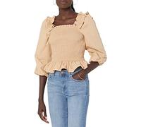 The Drop Marisol langärmliges gesmoktes Crop-Top mit Rüschen, für Damen, Beige (Curds & Whey), Größe S