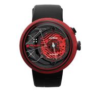 The Electricianz Red Alert Mechanische Herrenuhr, Stahl, Kautschuk, PVD, Rot, LED, Schwarz