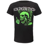 The Exploited Midde Finger Punk Skelett T-Shirt - Offizielles Merchandise Größe: S Schwarz