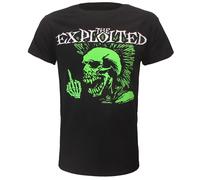 The Exploited Midde Finger Punk Skelett T-Shirt - Offizielles Merchandise Größe: XXL Schwarz