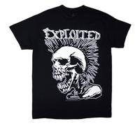 The Exploited Mohican Skull Männer T-Shirt schwarz S 100% Baumwolle Band-Merch, Bands, Totenköpfe